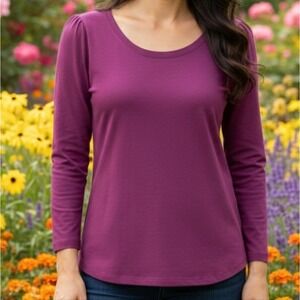 Chico's NWT The Ultimate Tee Womens Long Sleeve Top Rayon Lightweight Pink XL